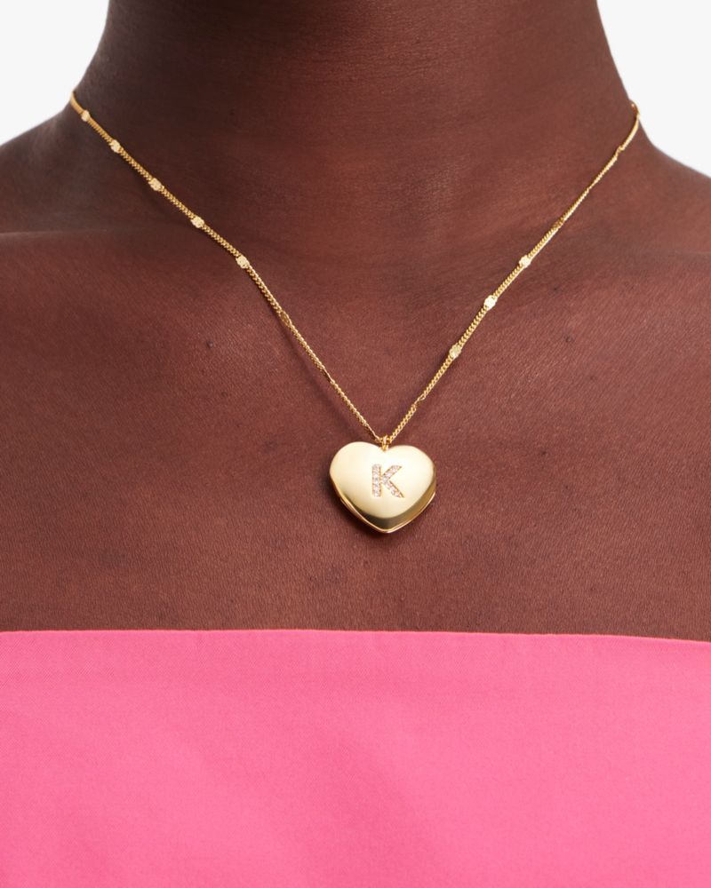 Kate Spade,K Heart Letter Locket Necklace,