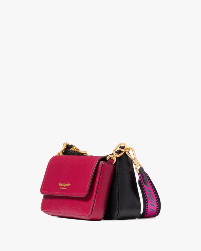 Kate Spade,Double Up Colorblocked Crossbody,Leather,Crossbody,Clutch,Color Block,Logo,Metal,Pattern,Day Party,