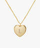 Kate Spade,L Heart Letter Locket Necklace,Clear/Gold
