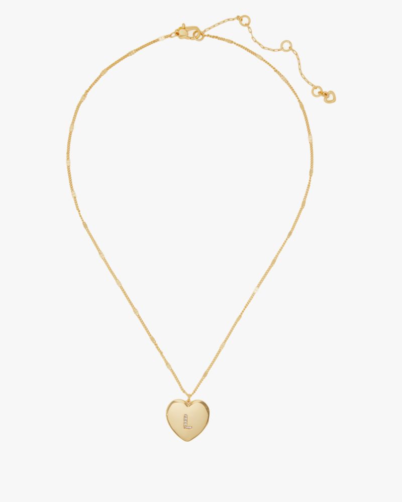 Kate Spade,L Heart Letter Locket Necklace,
