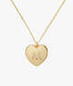 Kate Spade,M Heart Letter Locket Necklace,Clear/Gold