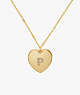 Kate Spade,P Heart Letter Locket Necklace,Clear/Gold