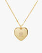 Kate Spade,R Heart Letter Locket Necklace,Clear/Gold