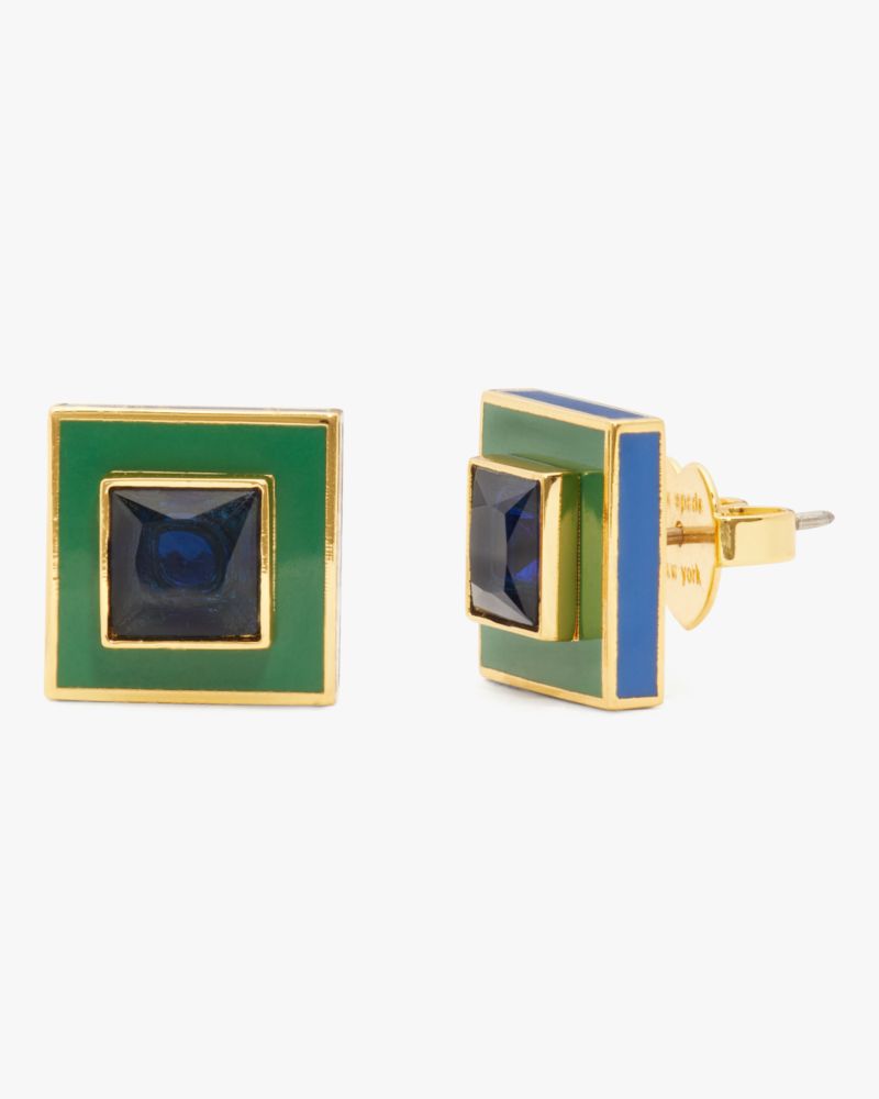 Kate Spade,Mod Square Studs,Blue/Multi