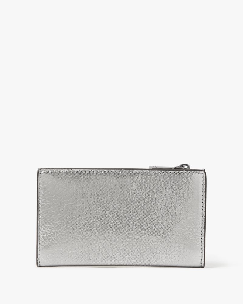 Morgan Bow Embellished Metallic Small Slim Bifold Wallet