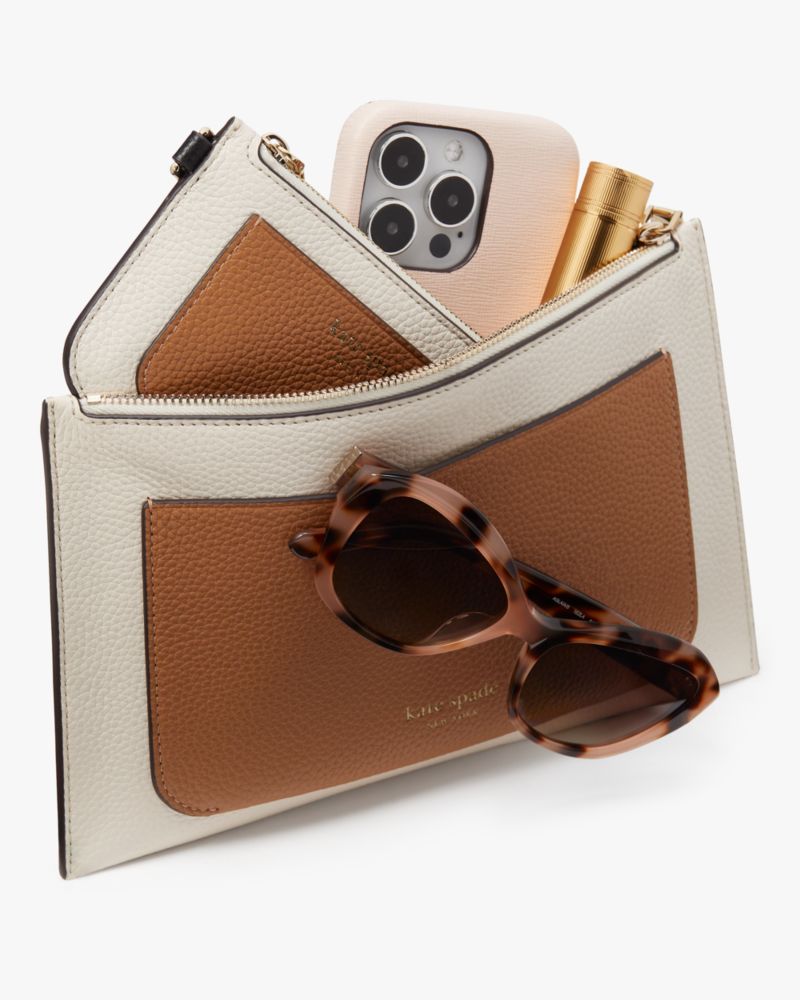 Kate Spade,Ava Colorblocked Wristlet,Cream