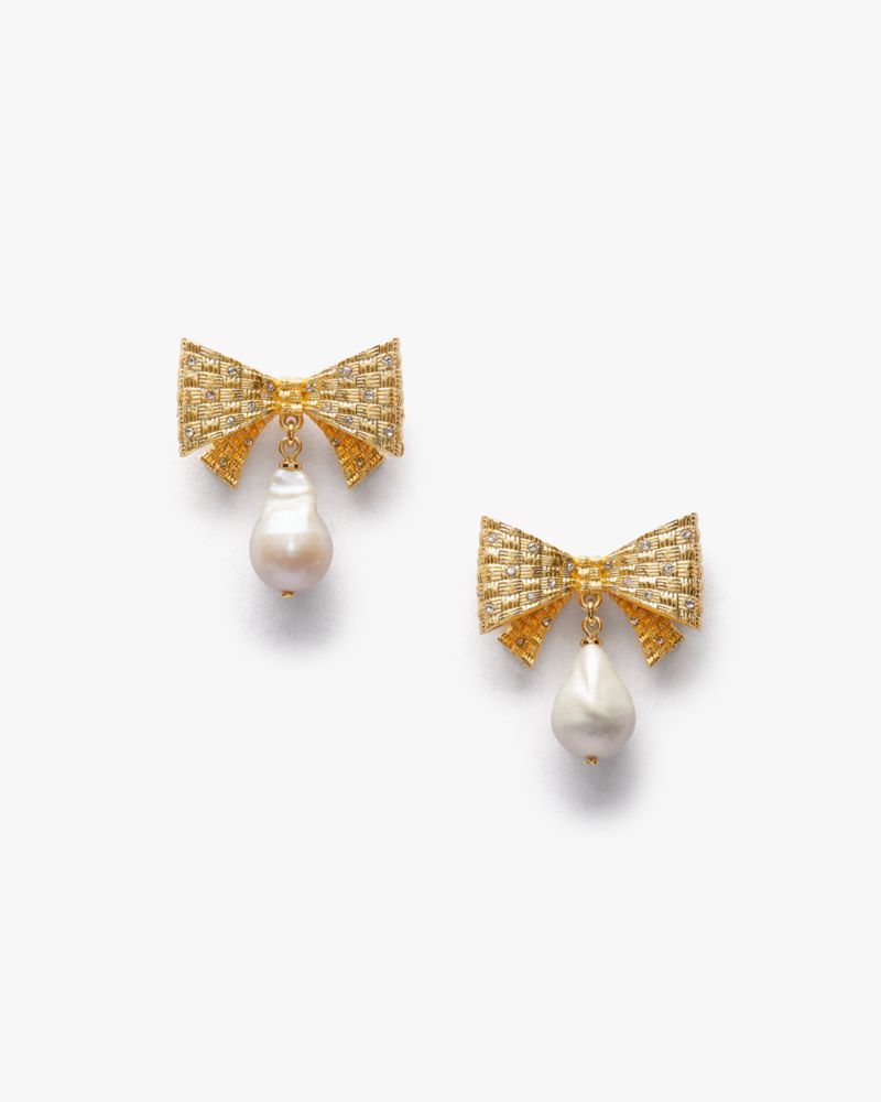 Kate spade deals gold bow earrings