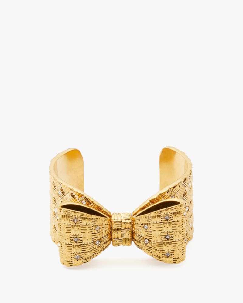 Kate Spade,Wrapped In A Bow Statement Cuff,Clear/Gold