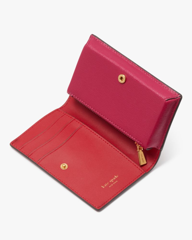 Kate Spade,Pitter Patter Small Bifold Snap Wallet,Red Multi