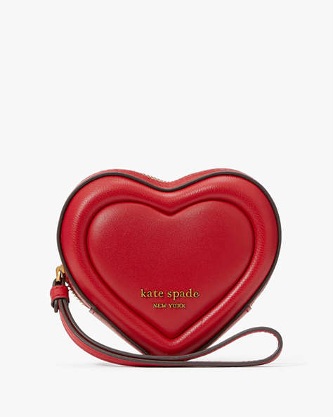 Kate Spade,Pitter Patter Heart Convertible Coin Purse,Perfect Cherry