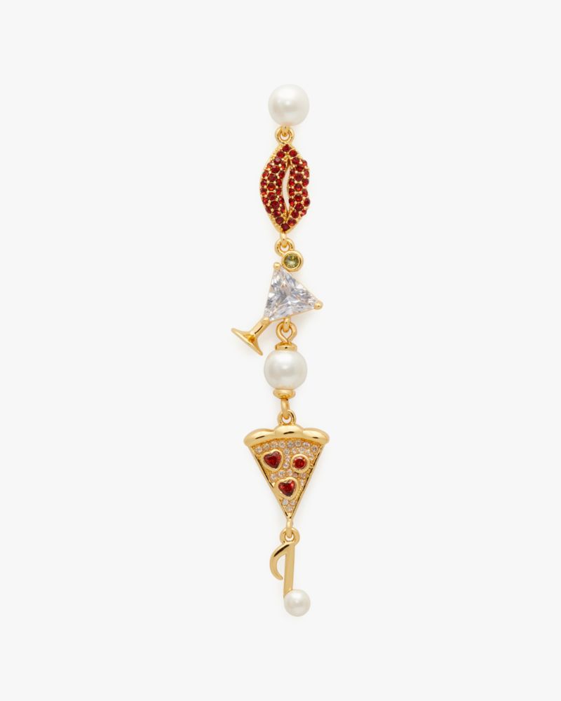 Kate Spade,Hit The Town Linear Earrings,Dangle Earring,Cubic Zirconia,Resin,Metal Material,Pearl,Food Embellishment,Novelt...,Multi Color