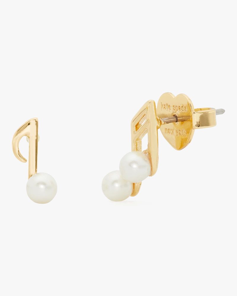 Kate Spade,Music Note Studs,White Gold.