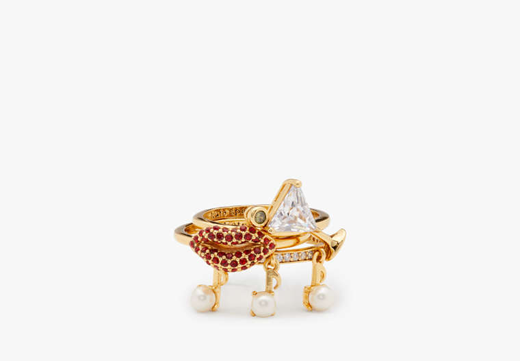 Kate Spade,Hit The Town Charm Stacking Rings,Multi