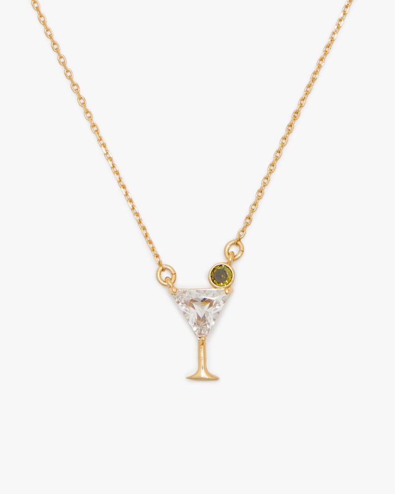 Kate Spade,Shaken Or Stirred Mini Pendant,Clear/Gold