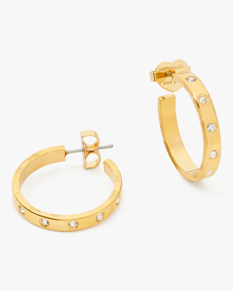 Kate Spade,Set In Stone Hoops,Clear