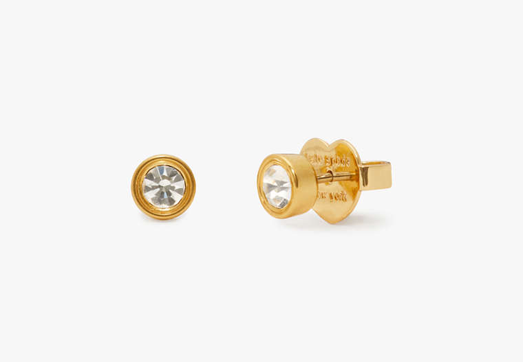 Kate Spade,Set In Stone Small Studs,Clear/Gold