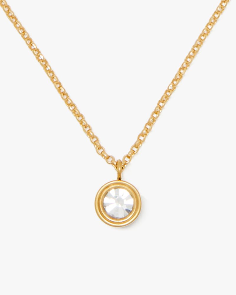 Kate Spade,Set In Stone Mini Pendant,Clear/Gold