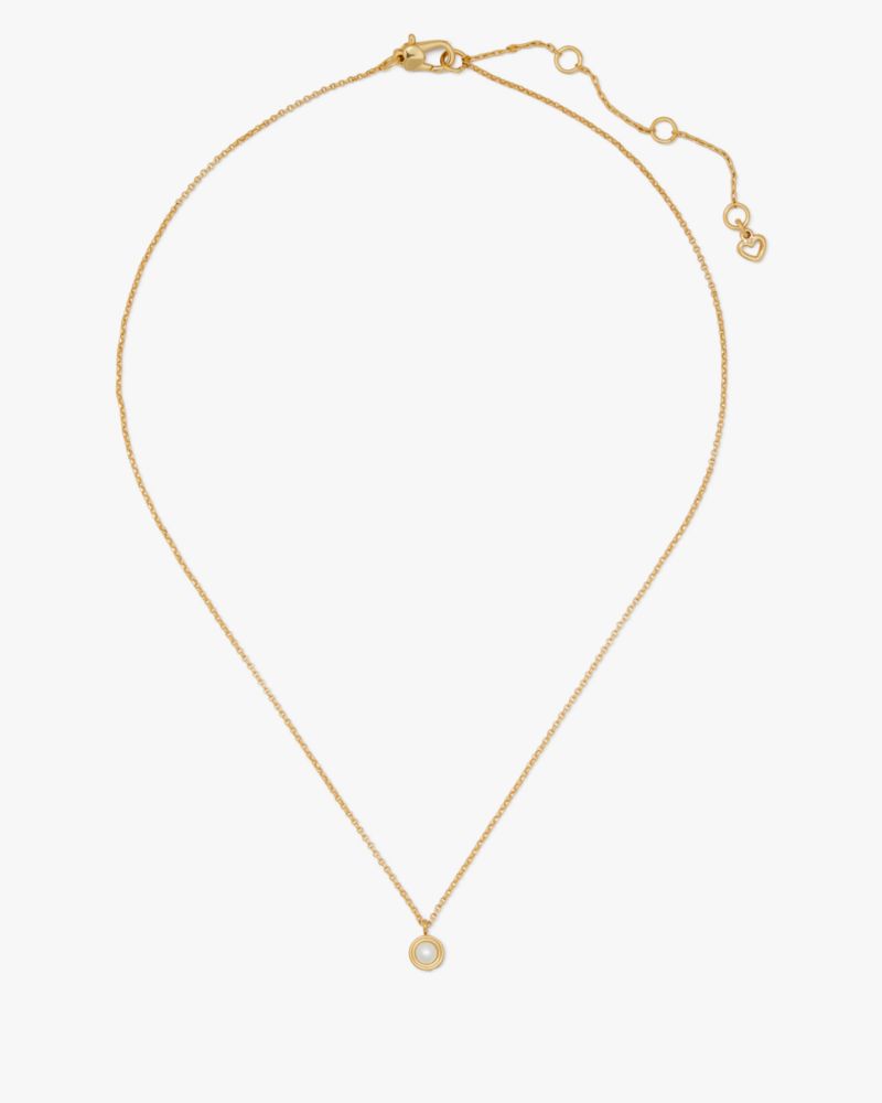 Kate Spade,Set In Stone Mini Pendant,Single Strand,Cubic Zirconia,Glass,Pearl,Pearl,Casual,Work,Cream