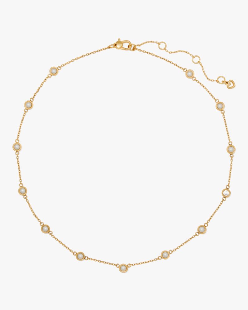 Kate Spade,Set In Stone Station Necklace,White Gold.