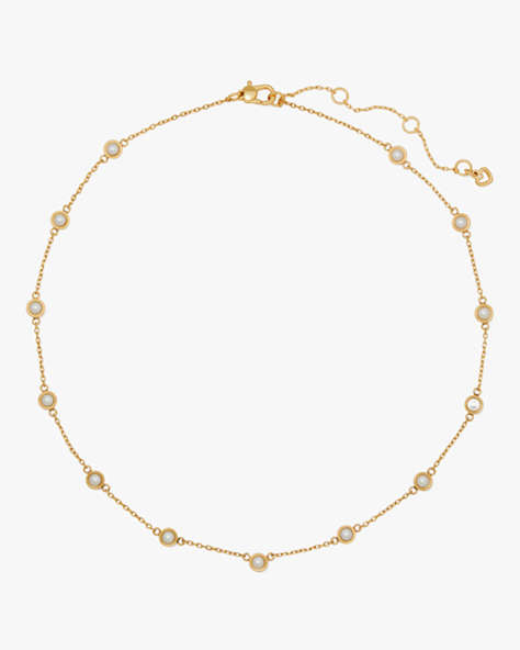 Kate Spade,Set In Stone Station Necklace,White Gold.