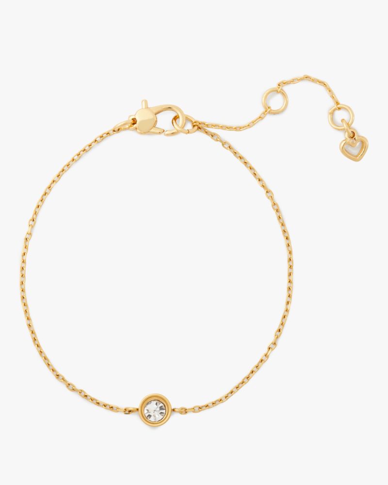 Kate Spade,Set In Stone Solitaire Bracelet,Clear/Gold