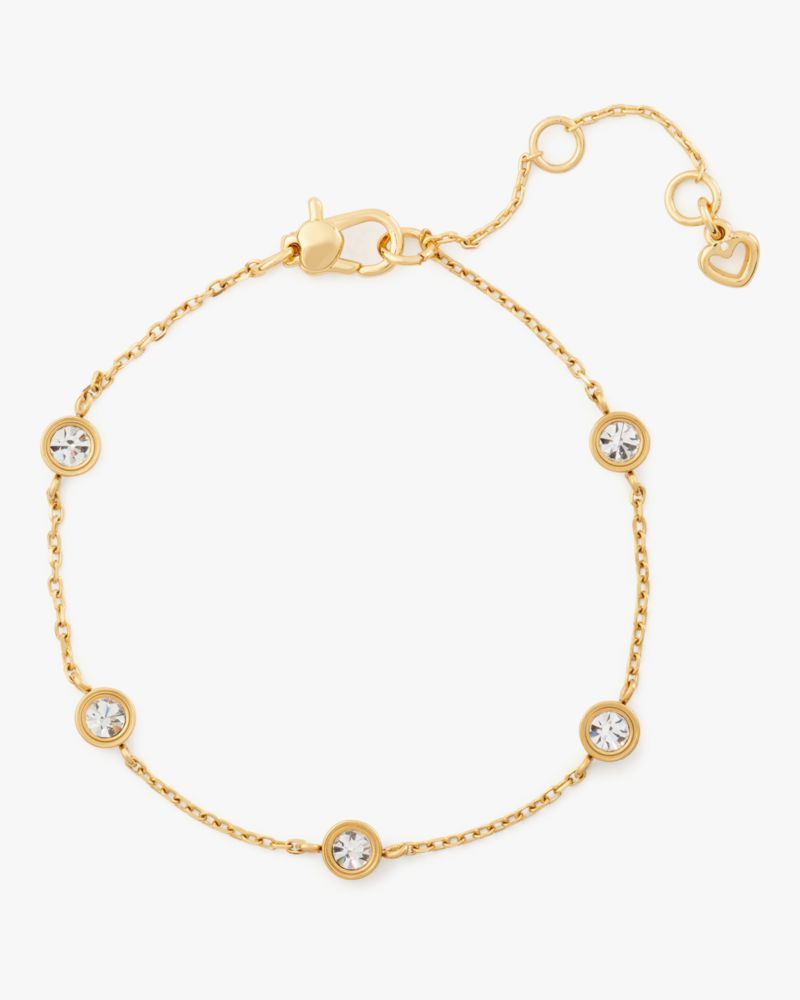 Kate Spade,Set In Stone Station Bracelet,Clear/Gold