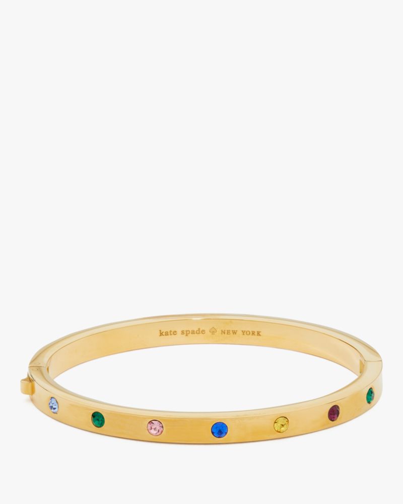 Kate Spade,Set In Stone Hinged Bangle,Crystal,Cubic Zirconia,Glass,Gem Embellishment,Stainless Steel,Day Party,Multi Color