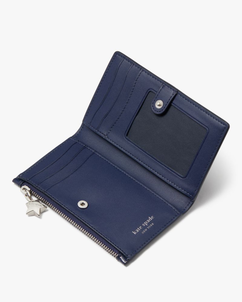 Starlight Patent Saffiano Leather Small Slim Bifold Wallet