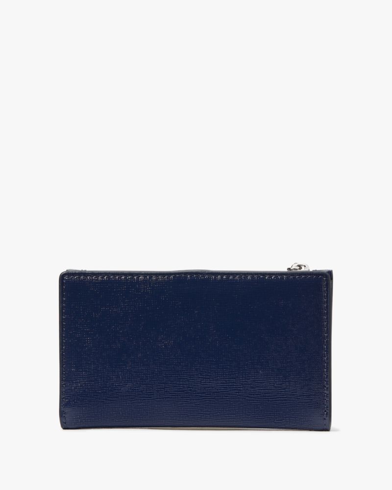 Kate Spade,Starlight Patent Saffiano Leather Small Slim Bifold Wallet,Navy Multi