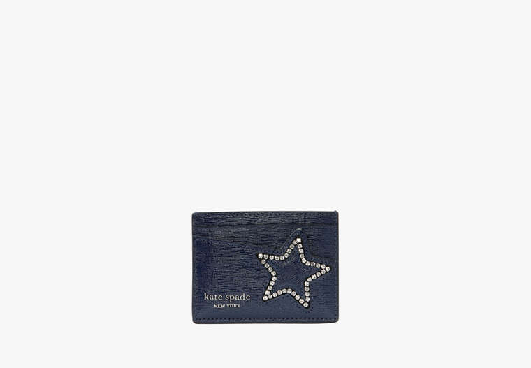 Kate Spade,Starlight Patent Saffiano Leather Cardholder,Navy Multi