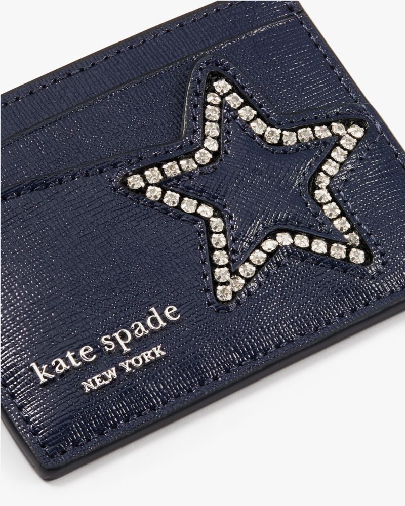 Navy Multi Starlight Patent Saffiano Leather Cardholder