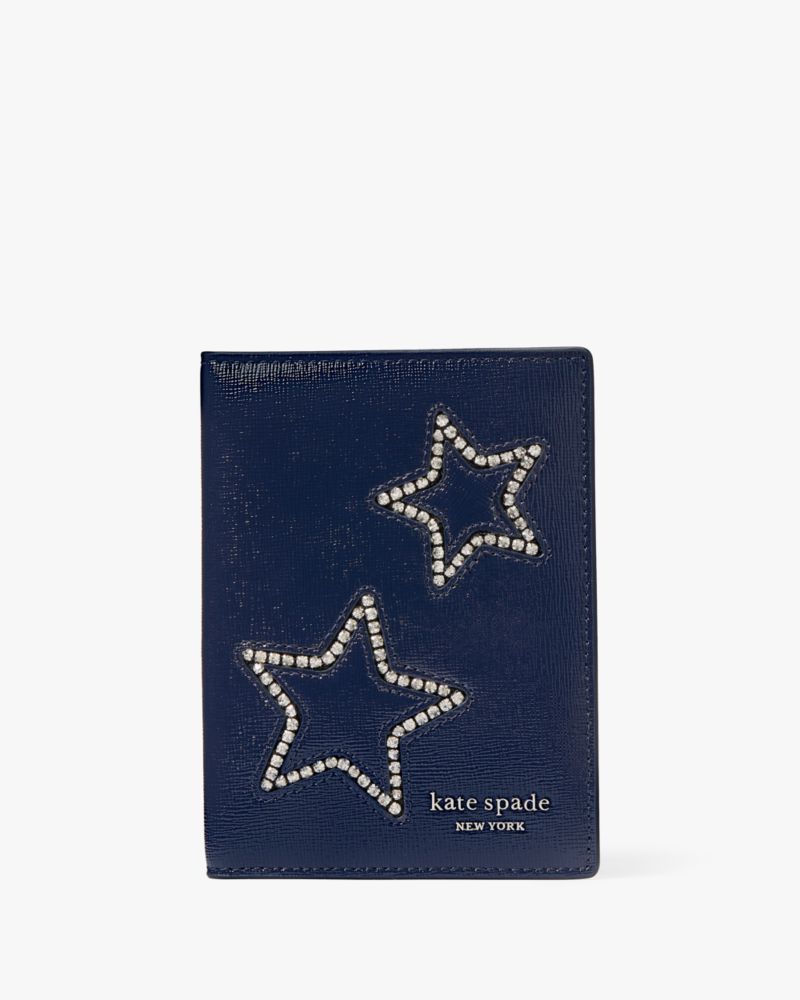 Kate Spade,Starlight Patent Saffiano Leather Passport Holder,