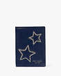 Kate Spade,Starlight Patent Saffiano Leather Passport Holder,Navy Multi