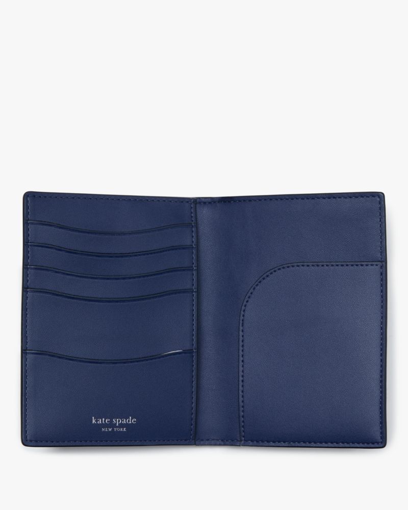 Kate Spade,Starlight Patent Saffiano Leather Passport Holder,Navy Multi