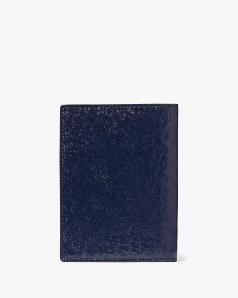 Kate Spade,Starlight Patent Saffiano Leather Passport Holder,Navy Multi