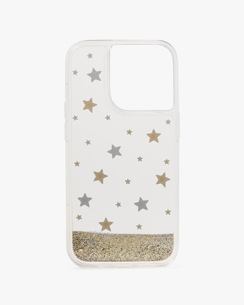 Kate Spade,Starlight Liquid Glitter iPhone 14 Pro Case,Clear Multi