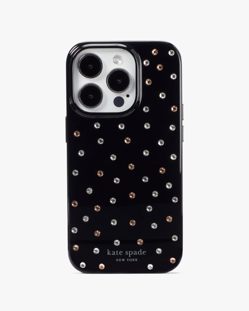 Kate Spade,Embellished iPhone 14 Pro Case,Black Multi