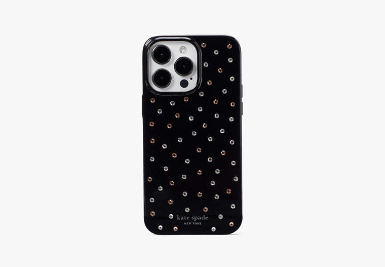 Kate Spade,Embellished iPhone 14 Pro Max Case,Black Multi