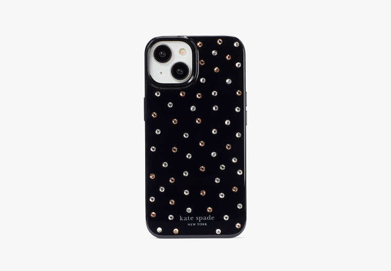 Kate Spade,Embellished iPhone 14 Case,Black Multi