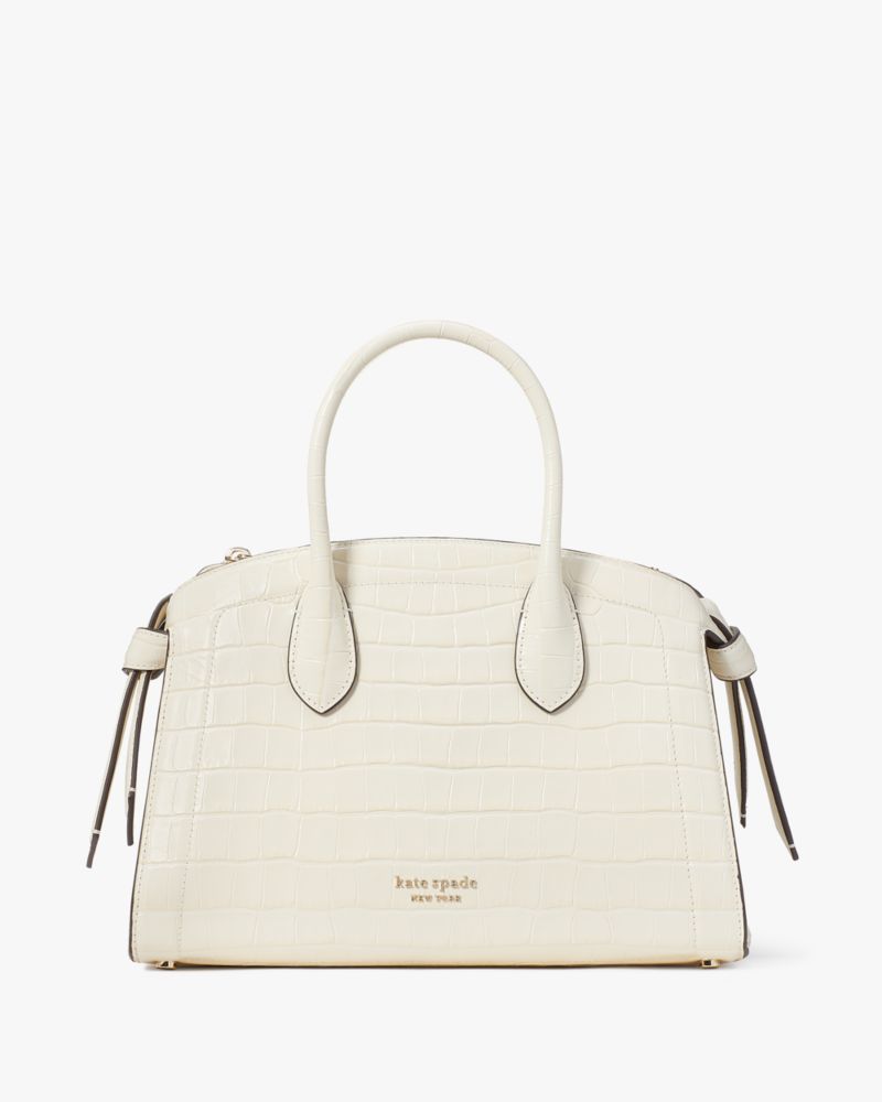 Kate Spade,Knott Croc-embossed Medium Zip-top Satchel,Halo White