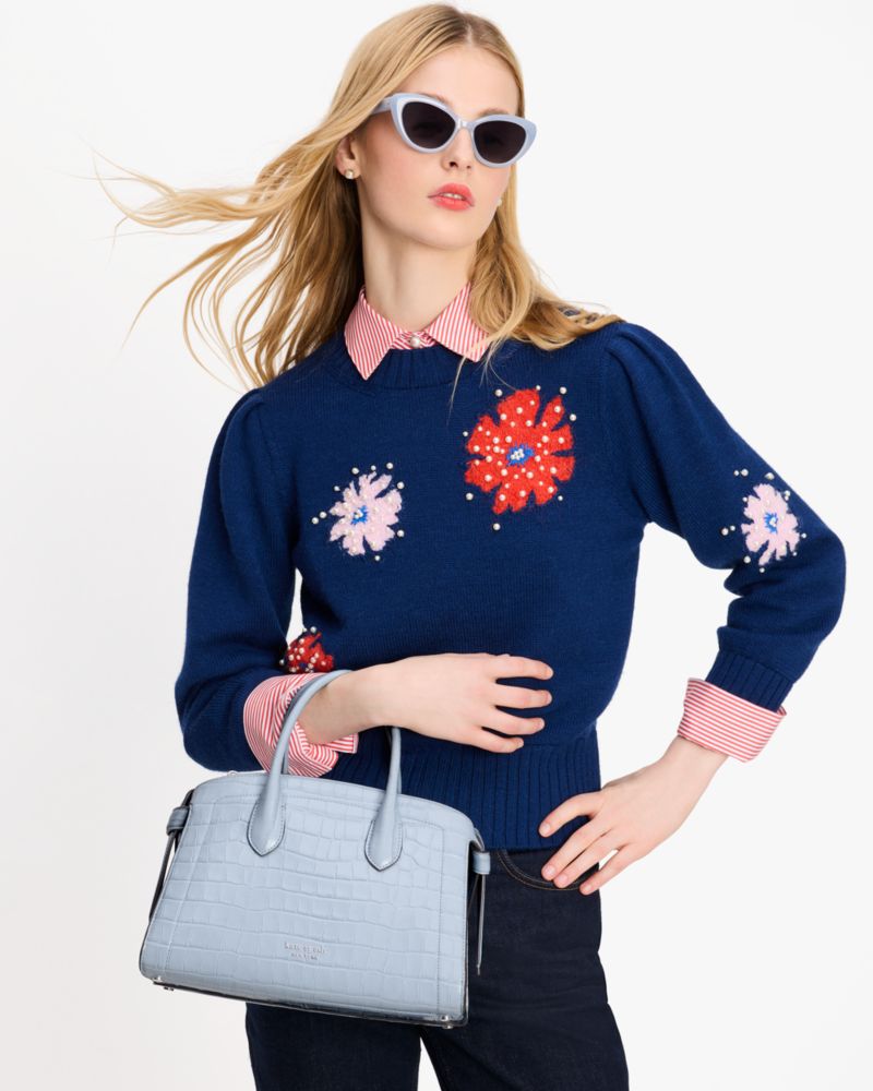 Knott Croc Embossed Medium Zip Top Satchel | Kate Spade New York