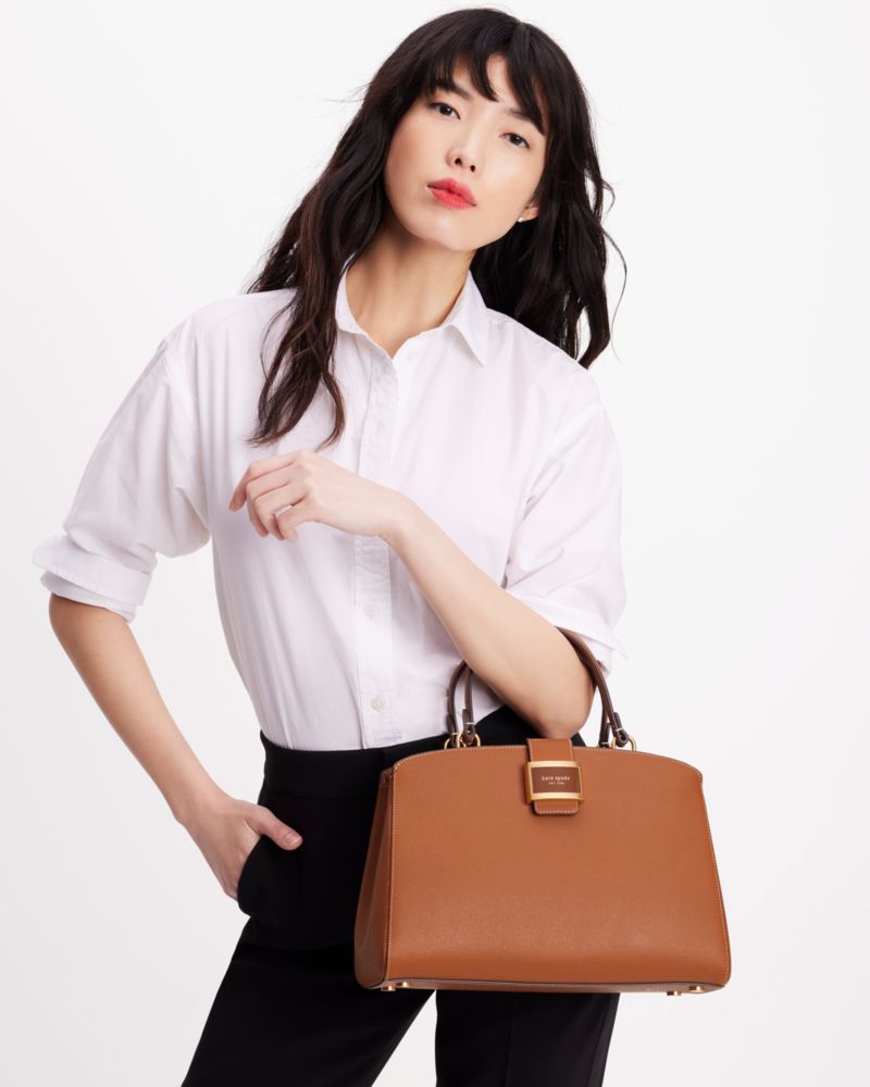 Kate Spade,Katy Satchel,Leather,Satchel,Logo,Word Embellishment,Casual,Brown