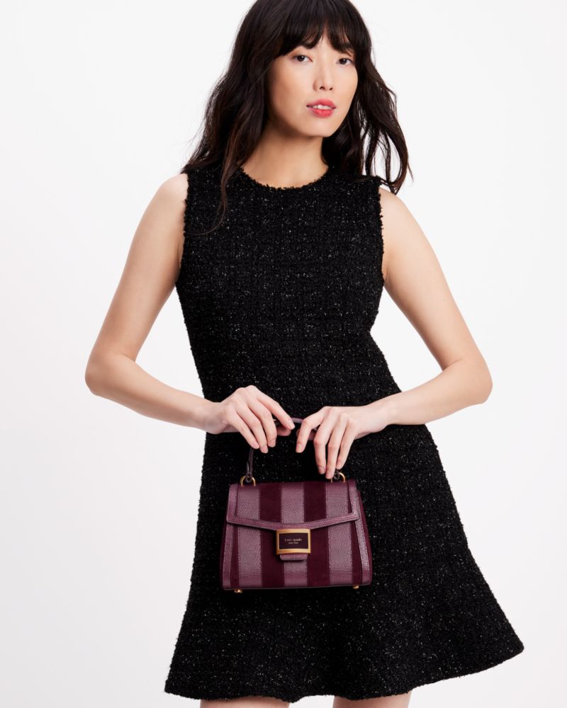 Katy Striped Lizard-embossed Small Top-handle Bag