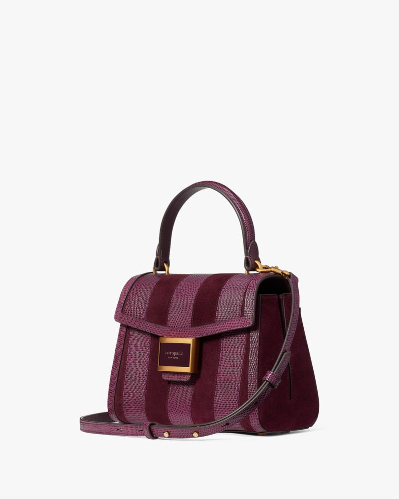 Kate Spade,Katy Striped Lizard-embossed Small Top-handle Bag,