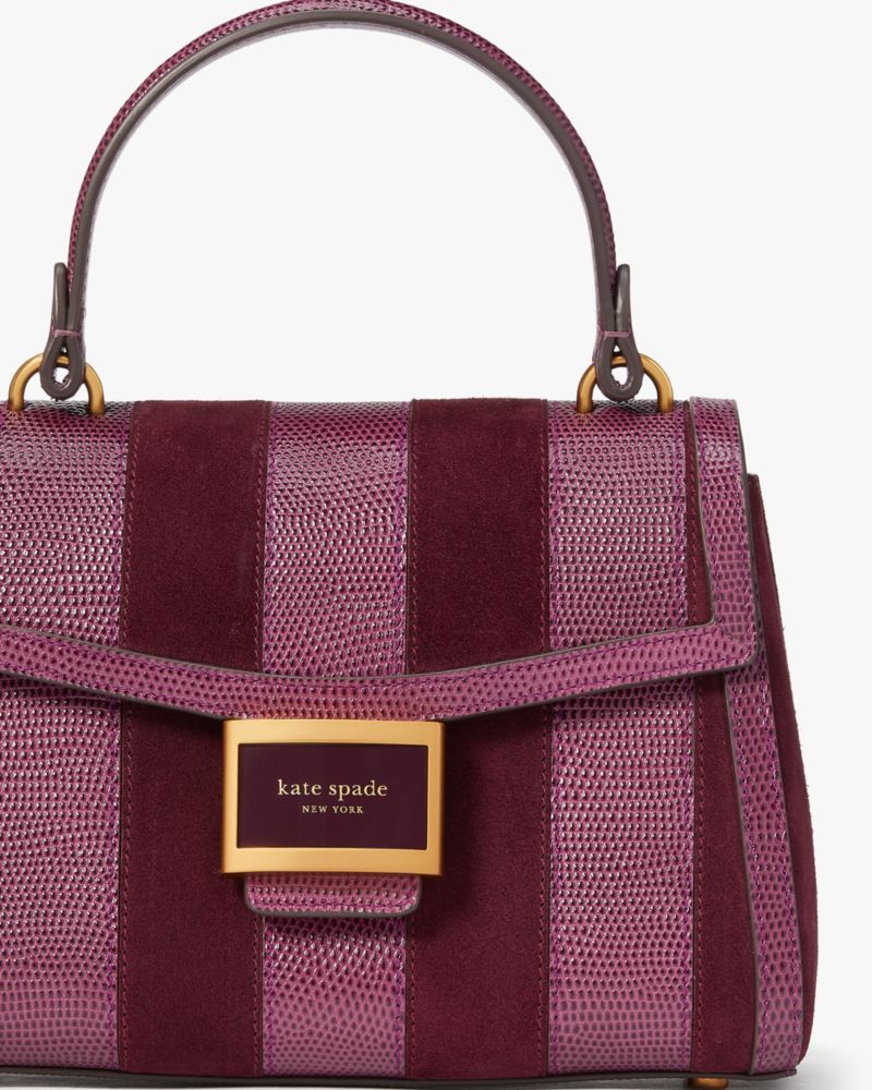 Kate Spade,Katy Striped Lizard-embossed Small Top-handle Bag,