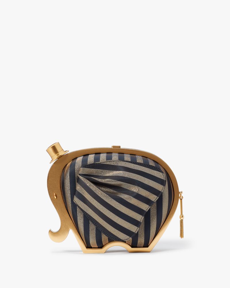 Ellie Striped 3 D Elephant Metallic Clutch Kate Spade New York