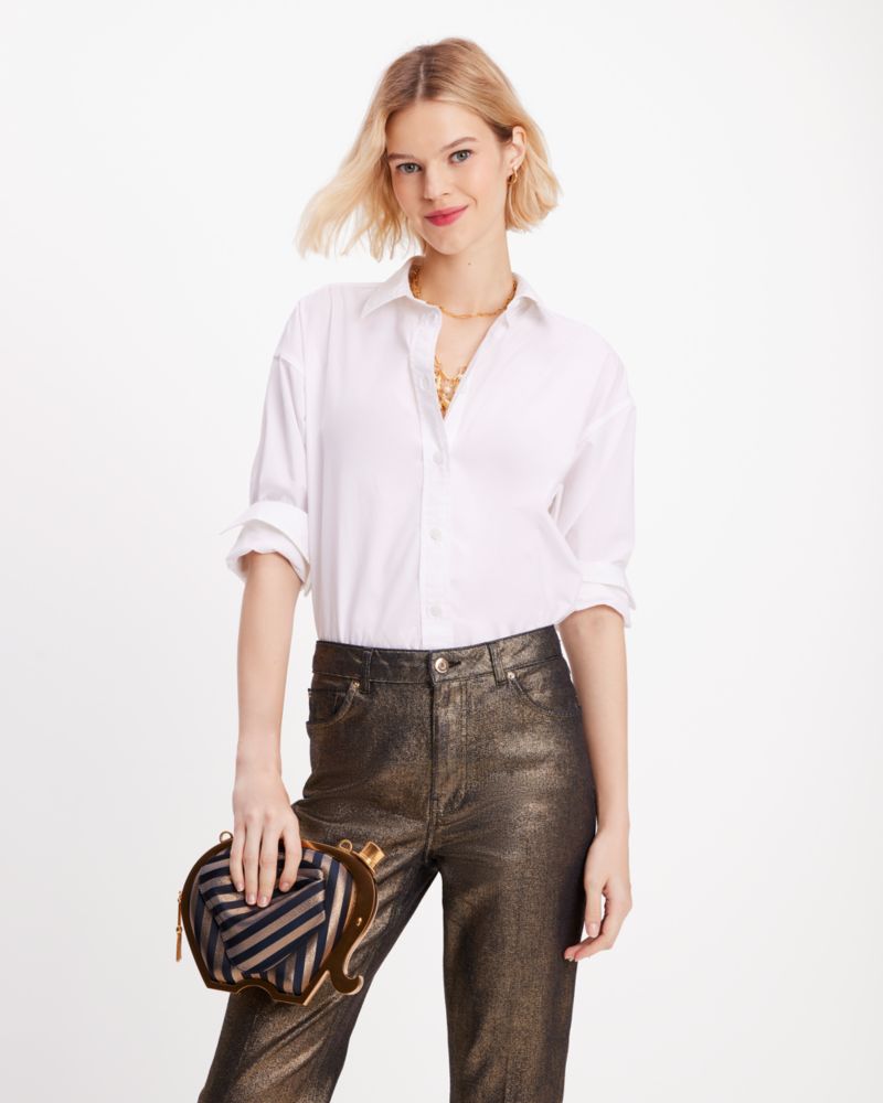 Kate Spade,Ellie Striped 3d Elephant Metallic Clutch,