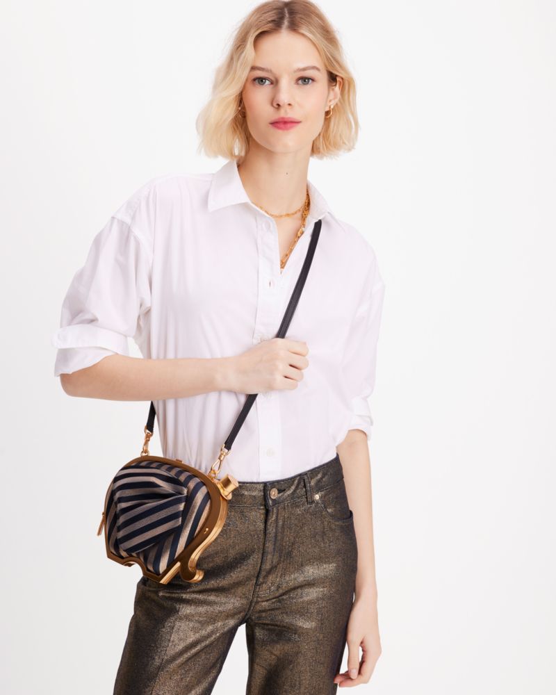 Kate Spade,Ellie Striped 3d Elephant Metallic Clutch,