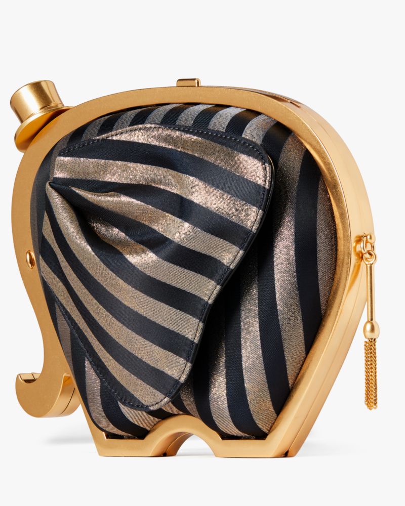 Ellie Striped 3D Elephant Metallic Clutch