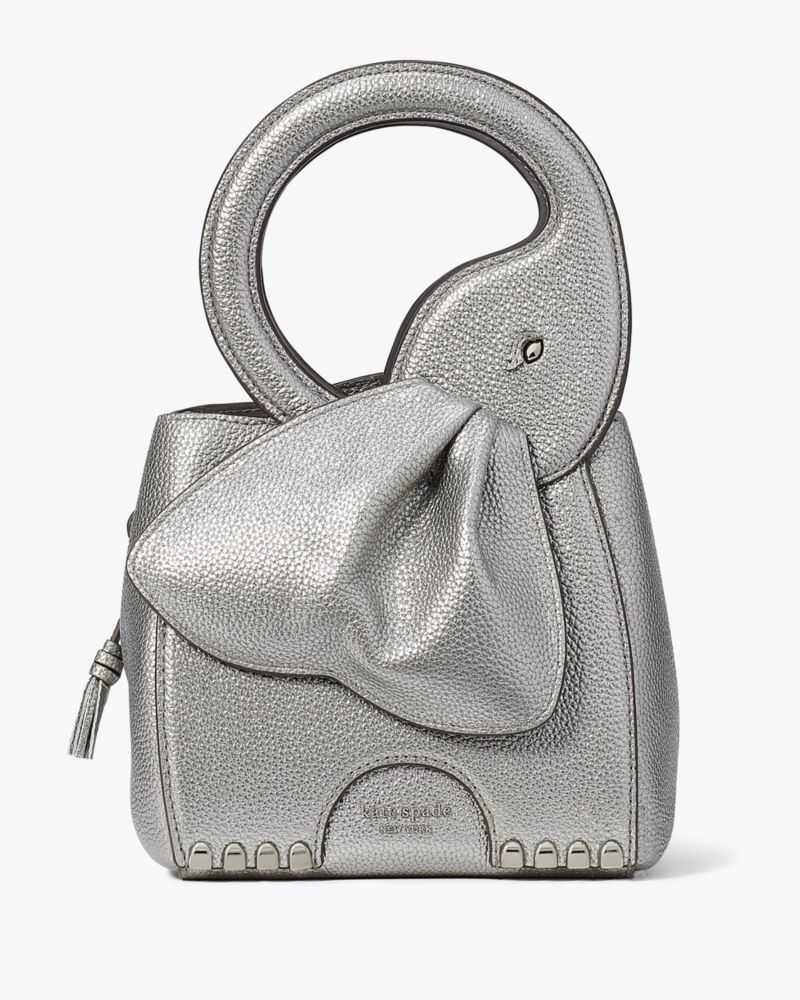 Kate Spade,Ellie Metallic 3D Elephant Top-handle Bag,Silver